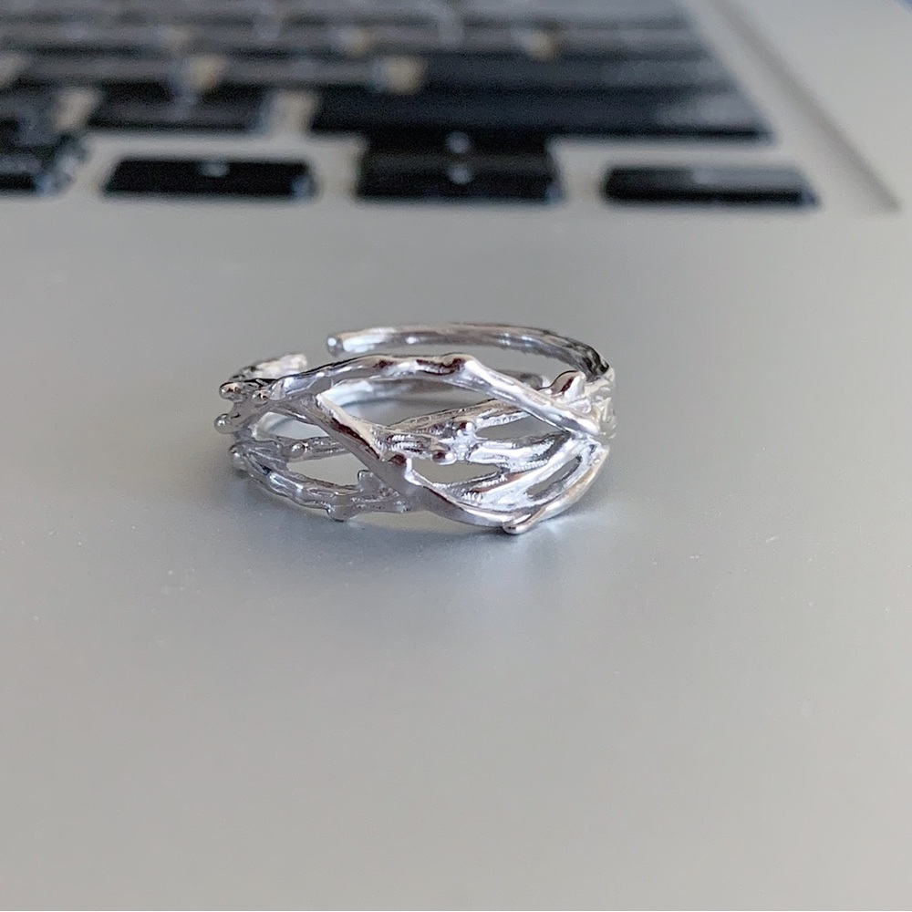 Irregular silver ring net ring multi layer ring sterling silver ring - Picture 3 of 7